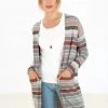SHOKO Cardigans & Jackets Cardigan Mona Terracotta Stripes.