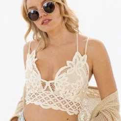 SHOKO Crop Top Cassandra Beige Lace Tops & T-Shirts