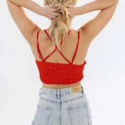 SHOKO Crop Top Cassandra Red Lace Tops & T-Shirts