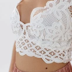SHOKO Crop Top Cassandra White Lace Tops & T-Shirts