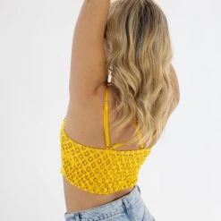 SHOKO Crop Top Cassandra Yellow Lace