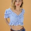 SHOKO Crop Top Cecile Blue New In