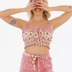 SHOKO Tops & T-Shirts Crop Top Flower Power Pink