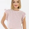 SHOKO Crop Top Nina Baby Pink Stripes