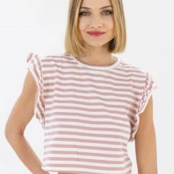 SHOKO Crop Top Nina Baby Pink Stripes