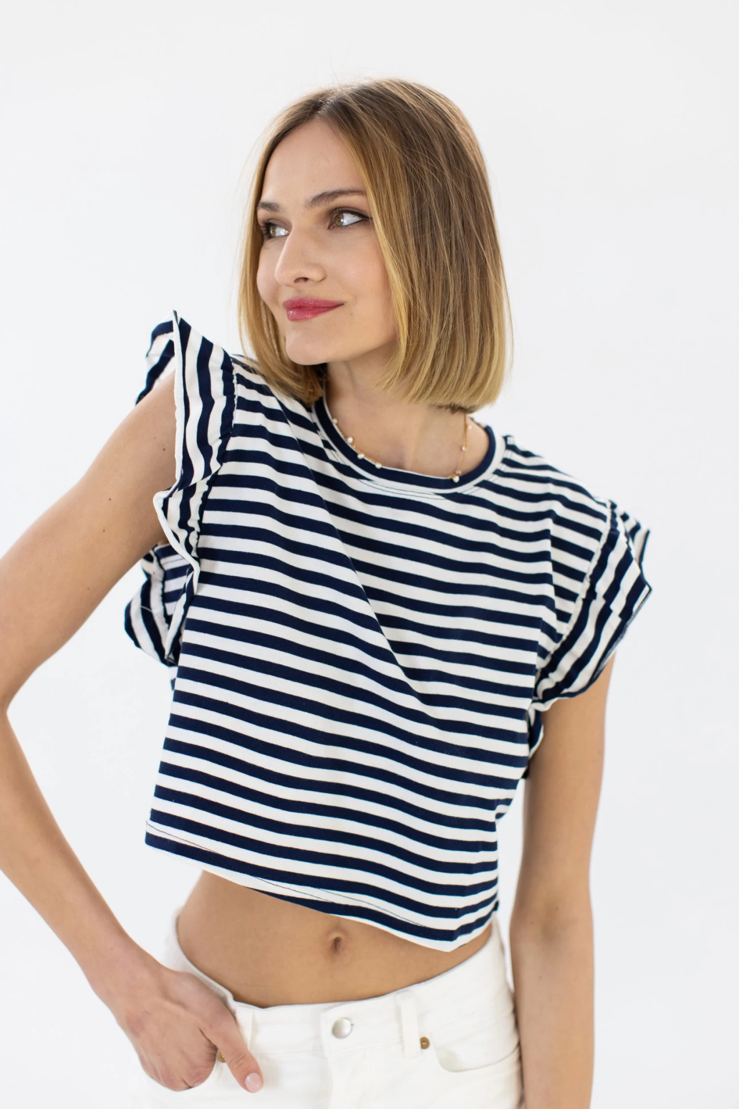 SHOKO Crop Top Nina Black & White Stripes Tops & T-Shirts 4 SHOKO Crop Top Nina Black & White Stripes Tops & T-Shirts