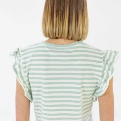 SHOKO Crop Top Nina Light Green Stripes