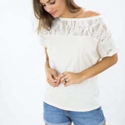 SHOKO Cutiepie Cream Lace Tops & T-Shirts
