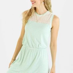 SHOKO Dress Andros In Green Stripes.