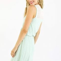 SHOKO Dress Andros In Green Stripes.