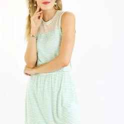 SHOKO Dress Andros In Green Stripes.