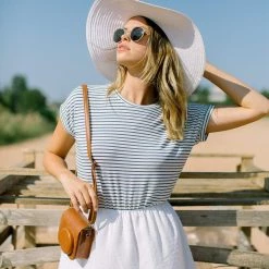 SHOKO Dress Annie White Navy.