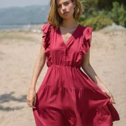 SHOKO New In Dress Francesca Dusty Cherry