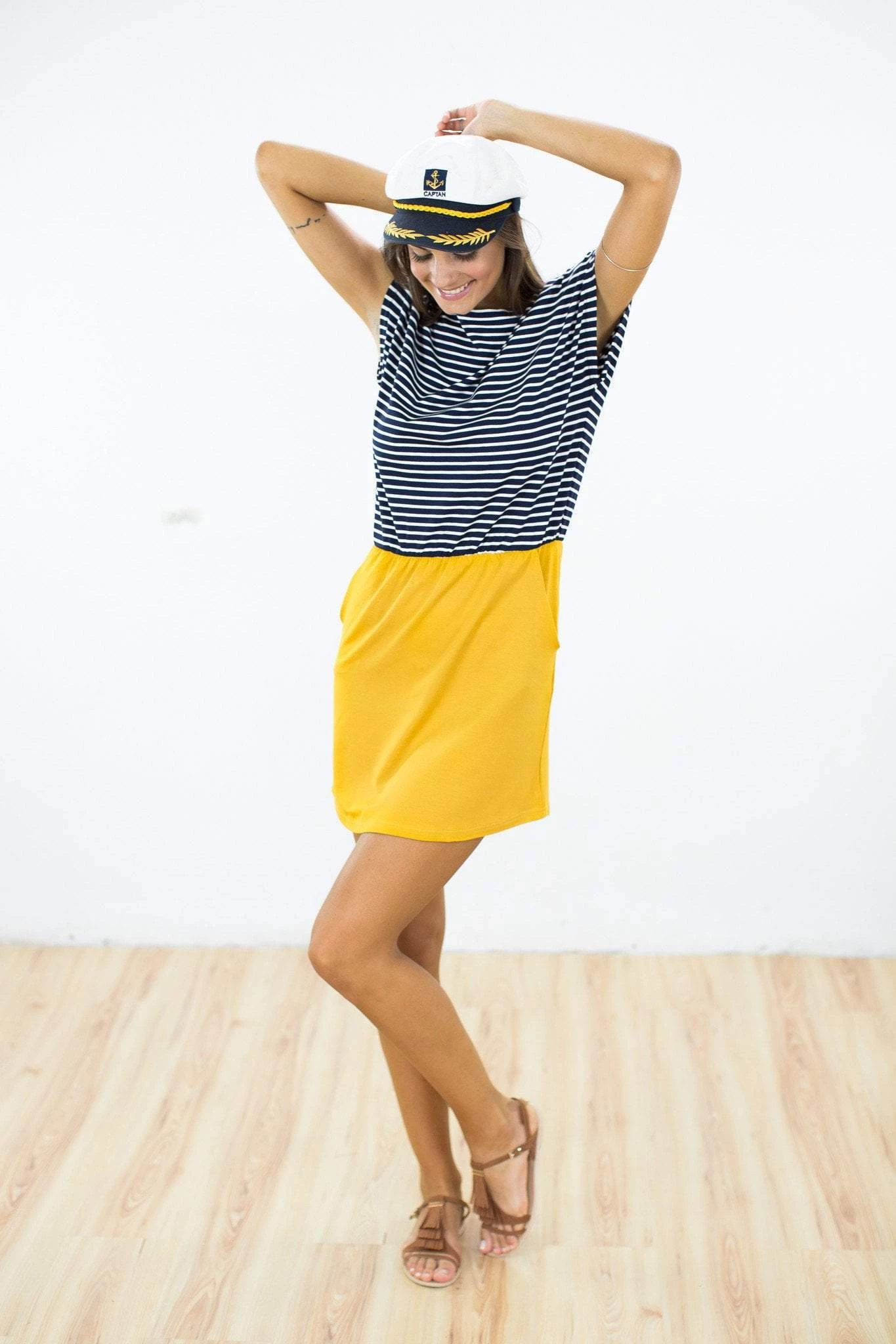 SHOKO Dresses Dress Golden State Navy Mustard. 3 SHOKO Dresses Dress Golden State Navy Mustard.