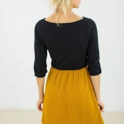 SHOKO Dresses Dress Luiza Black Mustard Polka Dots