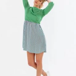 SHOKO Dresses Dress Luiza Pastel Green Geo.