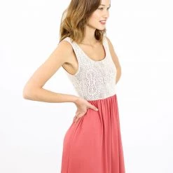 SHOKO Dress Maya Cream Lace & Pomegranate. Dresses