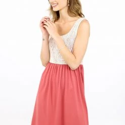 SHOKO Dress Maya Cream Lace & Pomegranate. Dresses