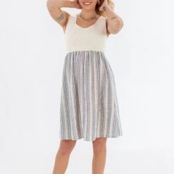 SHOKO Dresses Dress Maya Stripes & Lace.