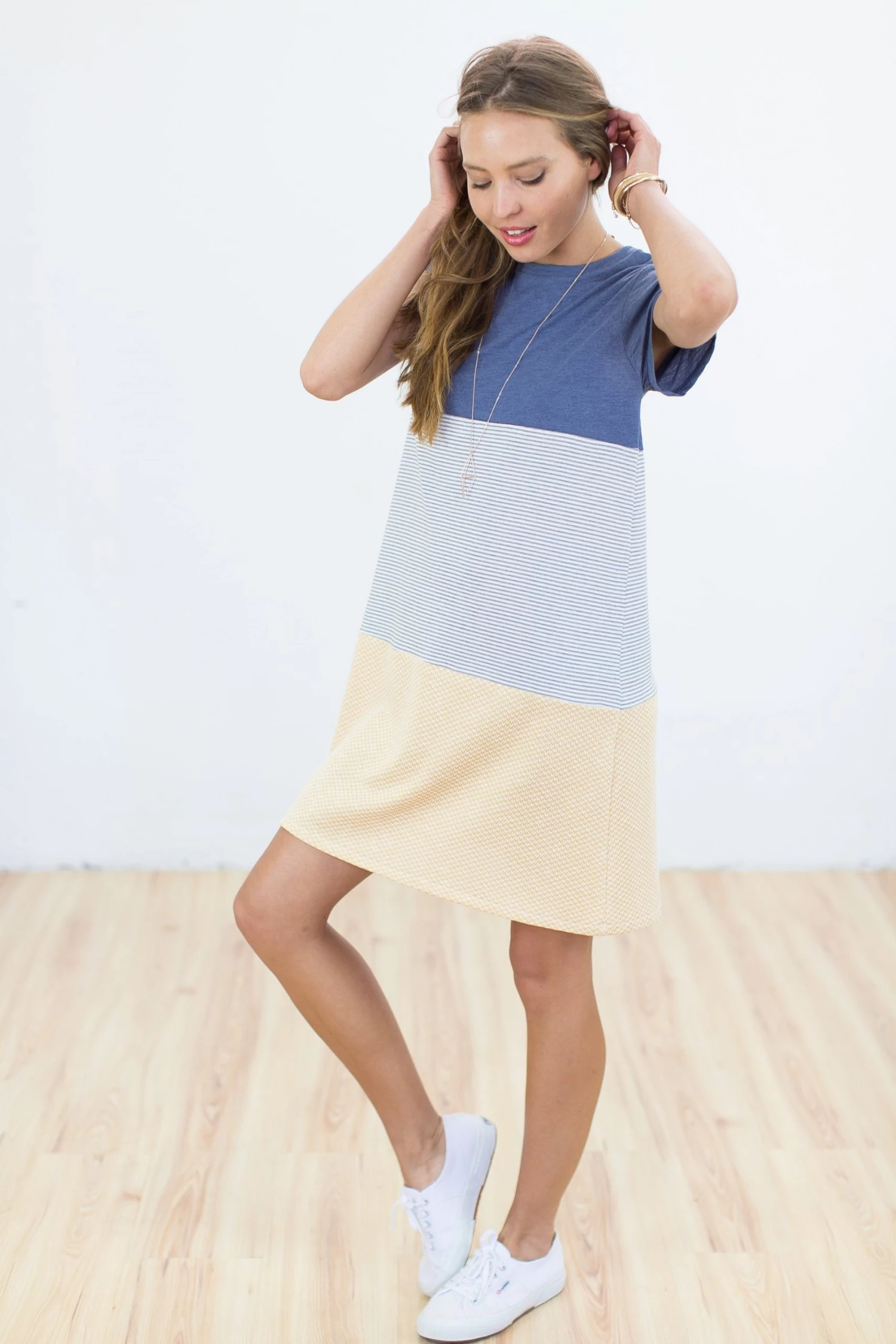 SHOKO Dresses Dress Mia Navy Stripes & Yellow Chevron. 1 SHOKO Dresses Dress Mia Navy Stripes & Yellow Chevron.