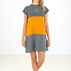 SHOKO Dress Mia Pumpkin Stripes.