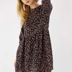 SHOKO Dresses Dress Naria Black & Dusty Pink Floral.