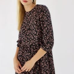 SHOKO Dresses Dress Naria Black & Dusty Pink Floral. 8 SHOKO Dresses Dress Naria Black & Dusty Pink Floral.