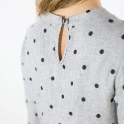 SHOKO Dress Naria In Grey Polka Dots.
