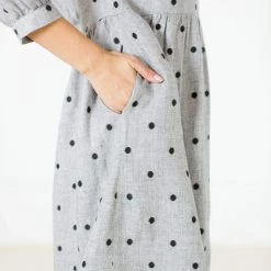 SHOKO Dress Naria In Grey Polka Dots.