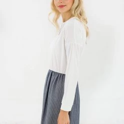 SHOKO Dresses Dress Nova White And Grey Stripes.