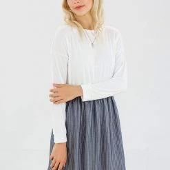 SHOKO Dresses Dress Nova White And Grey Stripes.