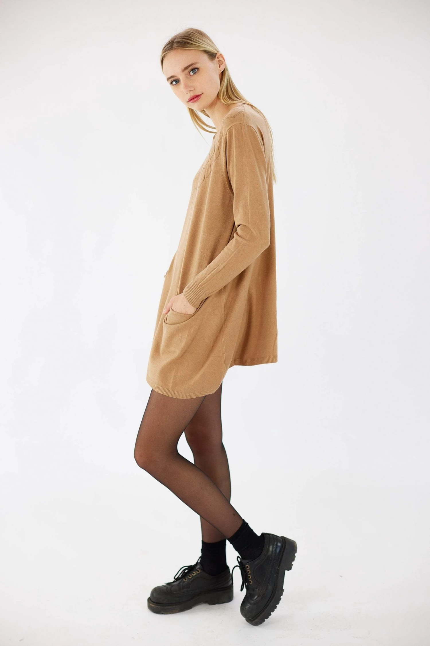 SHOKO Dresses Dress Rhomby Knit Mocha 4 SHOKO Dresses Dress Rhomby Knit Mocha