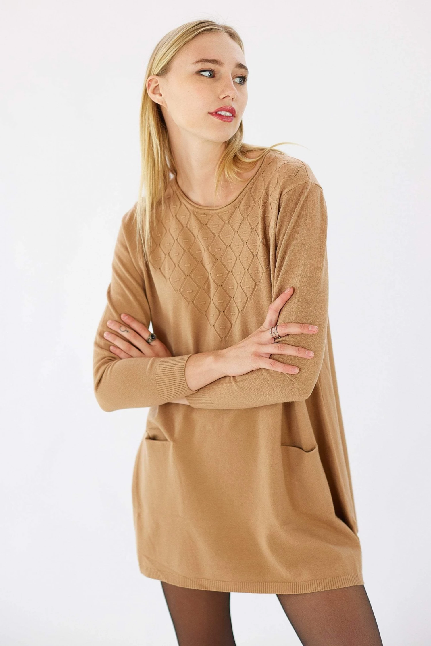 SHOKO Dresses Dress Rhomby Knit Mocha 1 SHOKO Dresses Dress Rhomby Knit Mocha