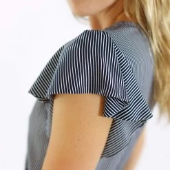 SHOKO Dress Santorini In Navy Stripes. View All