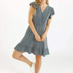 SHOKO Dress Santorini In Navy Stripes. View All