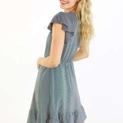 SHOKO Dress Santorini In Navy Stripes. View All