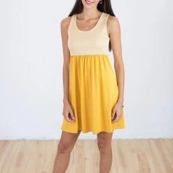 SHOKO Dress Yellow-Mellow Chevron.