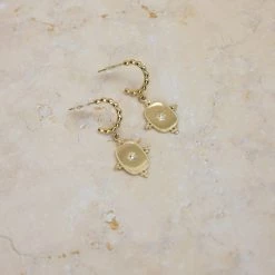 SHOKO Earrings Hoops And Cross Gold