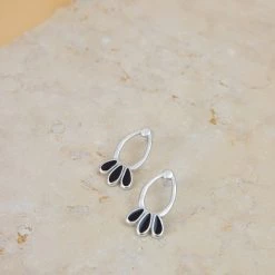 SHOKO Next Day Delivery Earrings Three Flowers Petals Silver