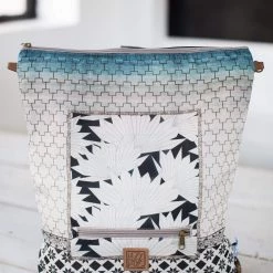 Shoko Bags Folded Backpack Beirut Lotus Flower Blue *vegan