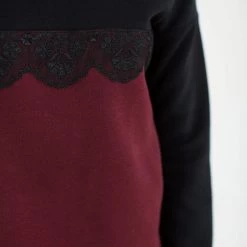 SHOKO Hoodie To Go Black And Bordeaux Lace. Sweaters & Hoodies