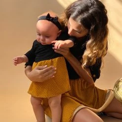 SHOKO Dresses Kids Dress Luiza Black Mustard Polka Dots