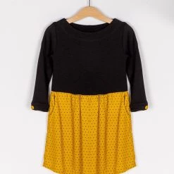 SHOKO Dresses Kids Dress Luiza Black Mustard Polka Dots