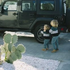 SHOKO Sweaters & Hoodies Kids Sweater Mia In Green, White Herringbone & Black