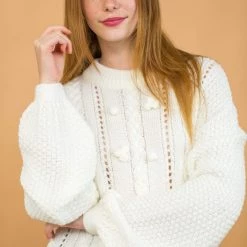 SHOKO Knit Sweater Anemi In White. Sweaters & Hoodies