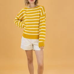SHOKO New In Knit Sweater Lilliana Stripes Mustard.