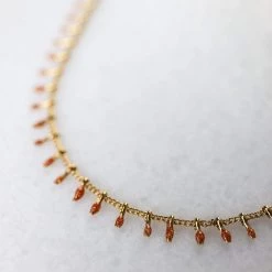 SHOKO Next Day Delivery Necklace Enameled Spikes Orange