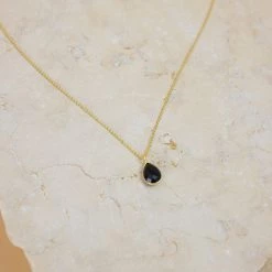 SHOKO Necklace Gold Teardrop Black Next Day Delivery