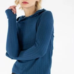 SHOKO Tops & T-Shirts Ribb Hoodie Aspen Petrol.