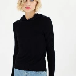 SHOKO Ribb Hoodie Aspen Black Tops & T-Shirts